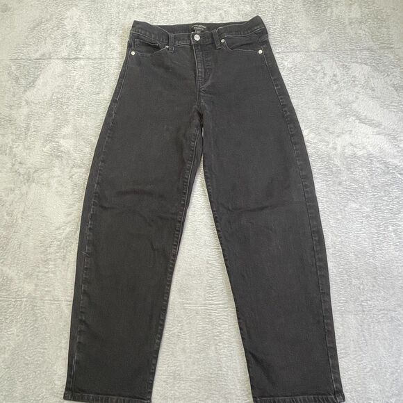 Banana Republic Womens Size 27 Mid Rise Barrel‎ Ankle Jeans Washed Black Western - Picture 3 of 13